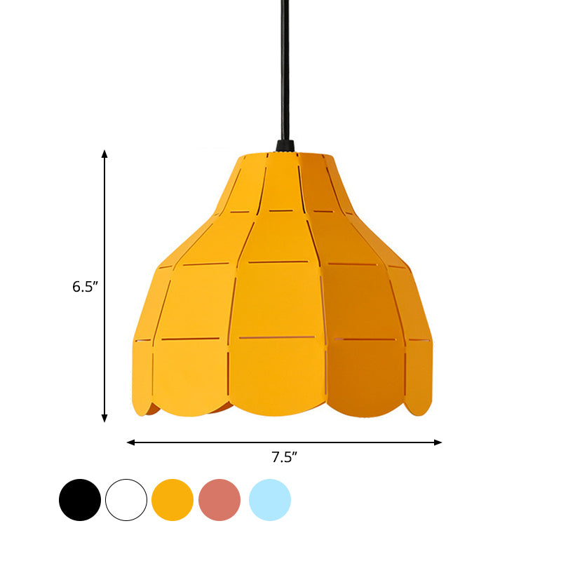 Modern Pink/White/Black Scallop Dome Ceiling Pendant Light - Metal Hanging Lamp Kit