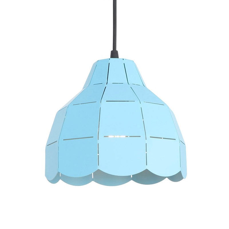 Modern Pink/White/Black Scallop Dome Ceiling Pendant Light - Metal Hanging Lamp Kit