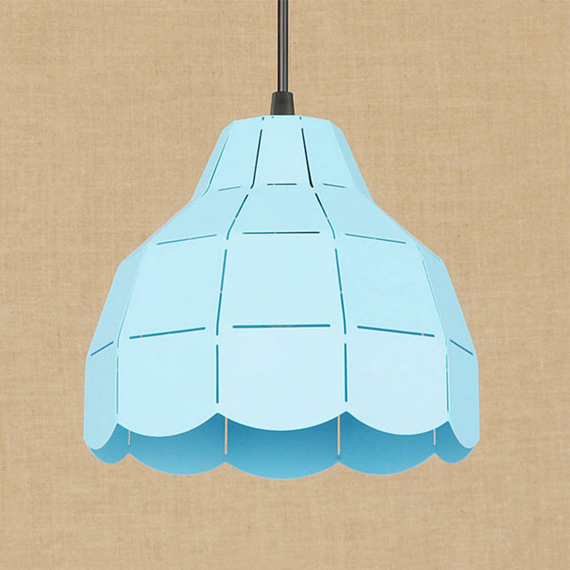 Modern Pink/White/Black Scallop Dome Ceiling Pendant Light - Metal Hanging Lamp Kit