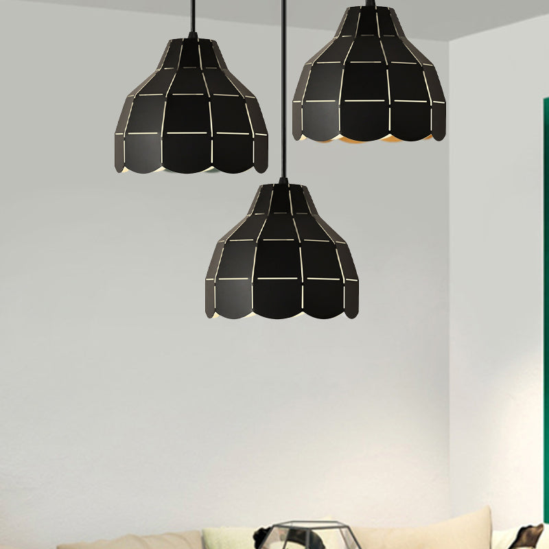 Modern Pink/White/Black Scallop Dome Ceiling Pendant Light - Metal Hanging Lamp Kit