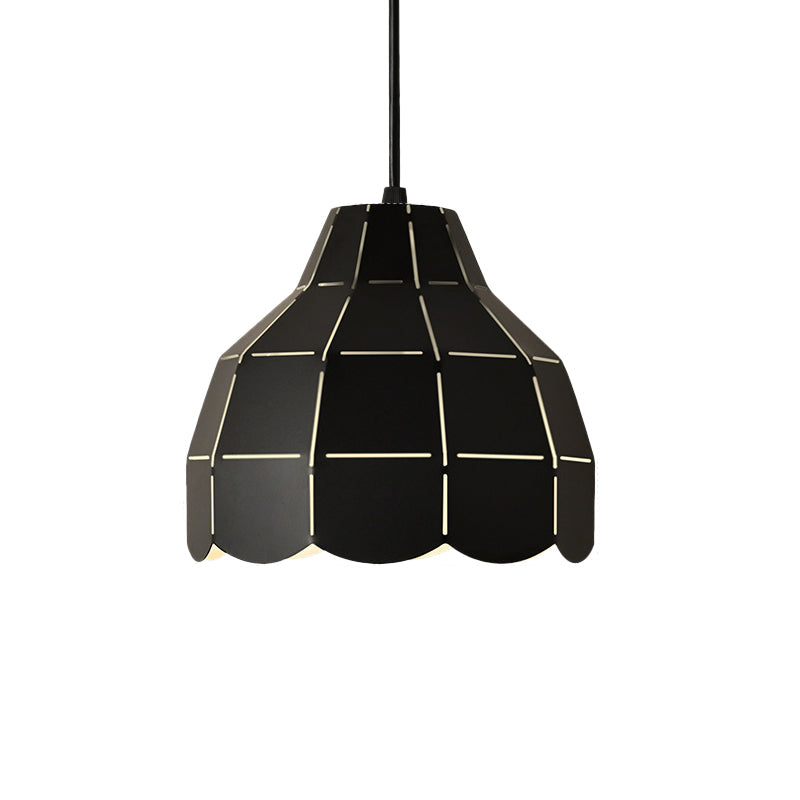 Modern Pink/White/Black Scallop Dome Ceiling Pendant Light - Metal Hanging Lamp Kit