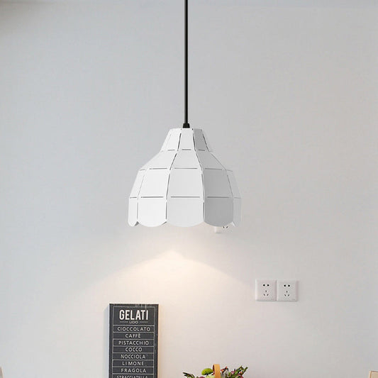 Modern Pink/White/Black Scallop Dome Ceiling Pendant Light - Metal Hanging Lamp Kit