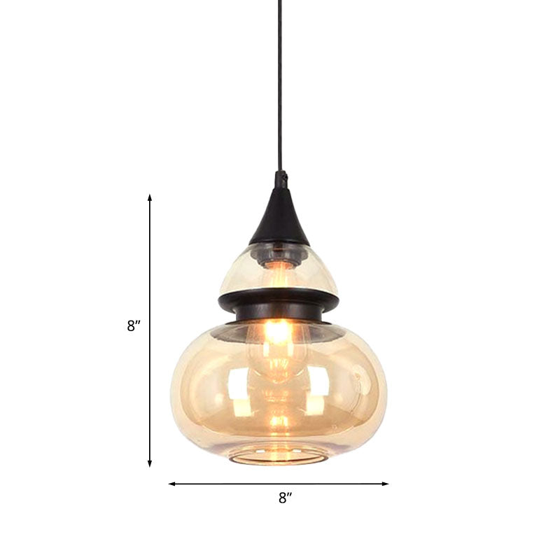 Modern Brown Pendant Lamp with Glass Shade – 1-Light Hanging Fixture for Dining Room