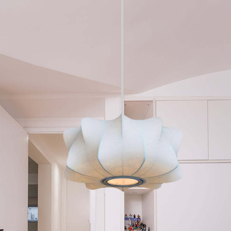 Contemporary Fabric Shade Pendant Light with White Lantern Design