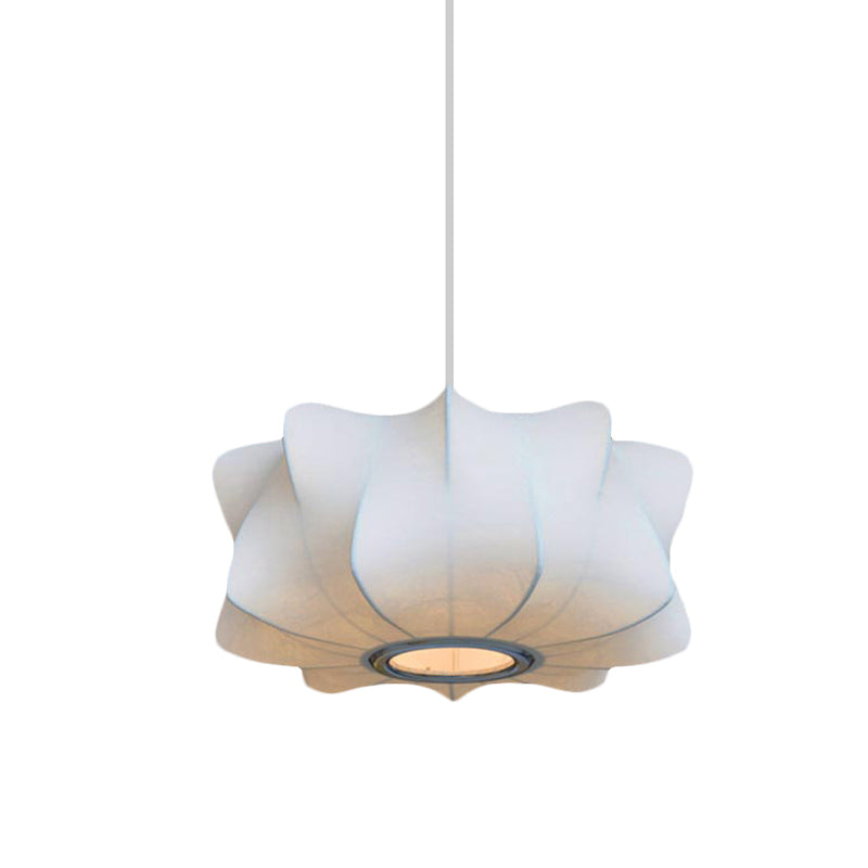 Contemporary Fabric Shade Pendant Light with White Lantern Design