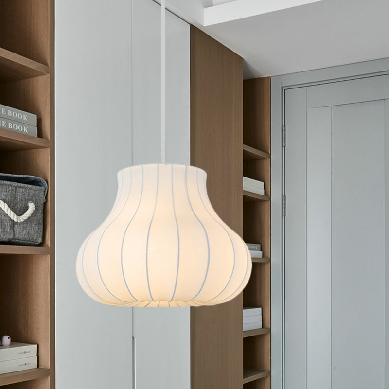 Contemporary Fabric Shade Pendant Light with White Lantern Design