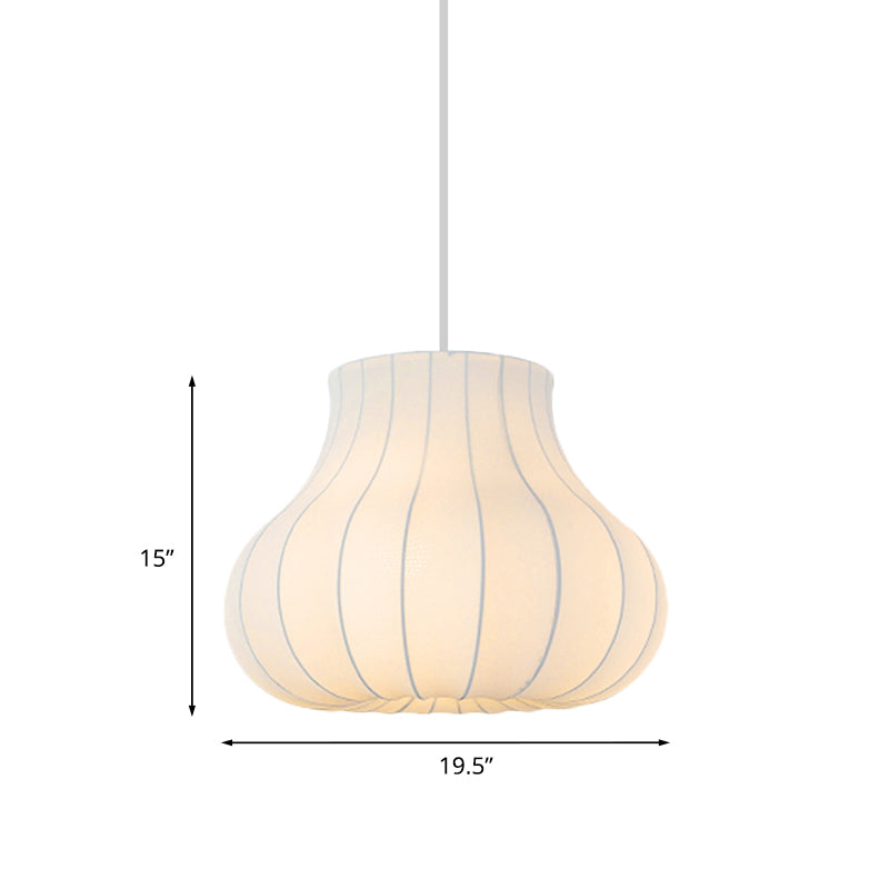 Contemporary Fabric Shade Pendant Light with White Lantern Design