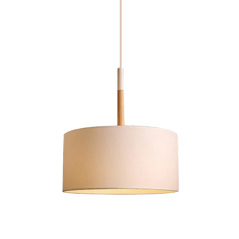 Simple Drum Pendant Light Kit - Fabric Shade, 1 Light, 10"/16" Dia in White/Black