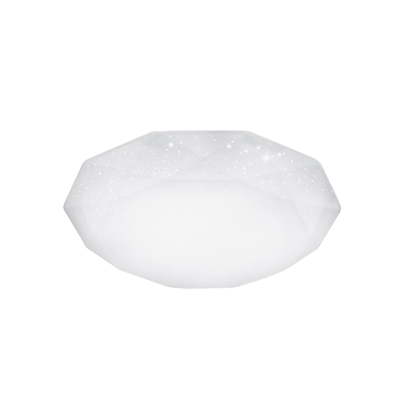 Sleek White Diamond Ceiling Fixture W/ Integrated Led Flush Mount For Living Room - Acrylic Shade In