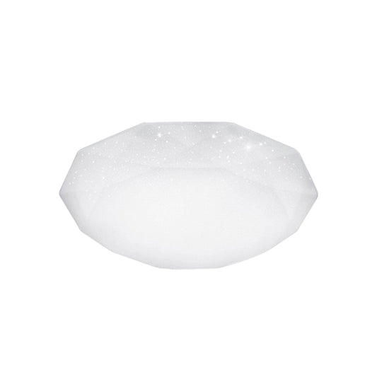 Sleek White Diamond Ceiling Fixture W/ Integrated Led Flush Mount For Living Room - Acrylic Shade In