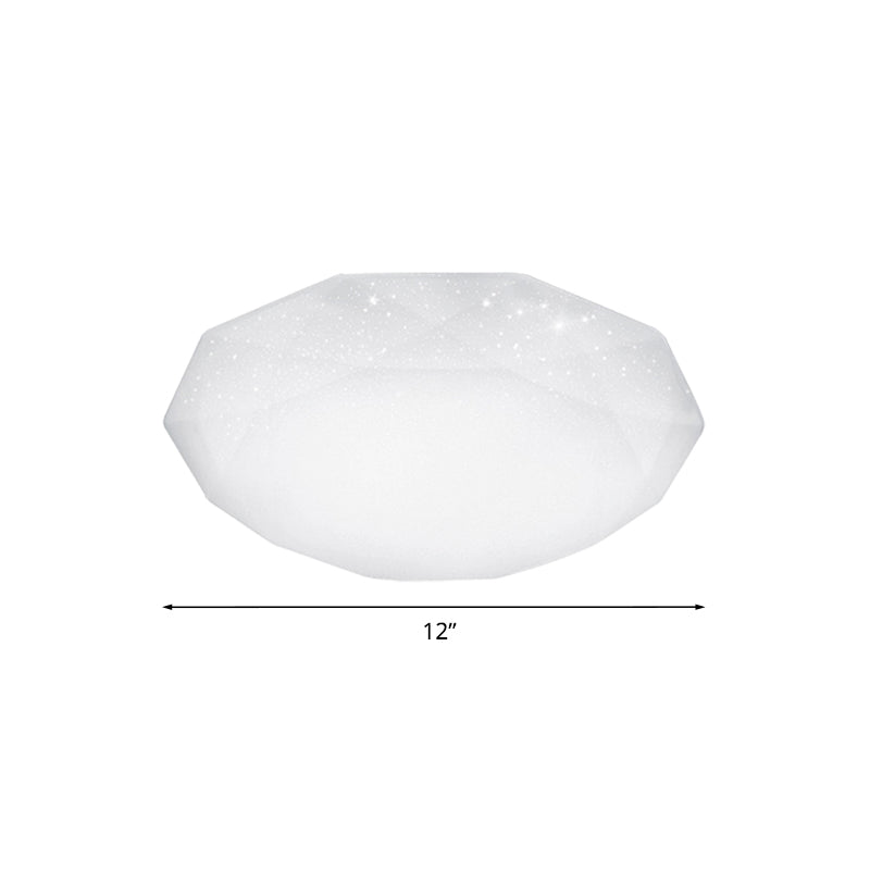 Sleek White Diamond Ceiling Fixture W/ Integrated Led Flush Mount For Living Room - Acrylic Shade In