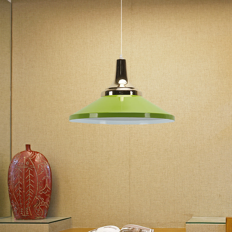Contemporary Pyramid Pendant Lamp: Aluminum Polished Finish 1-Bulb Light For Corridor