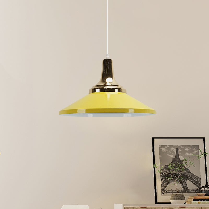 Modern Shallow Pyramid Pendant Lamp - Aluminum, Polished Finish - Ideal for Corridor Lighting