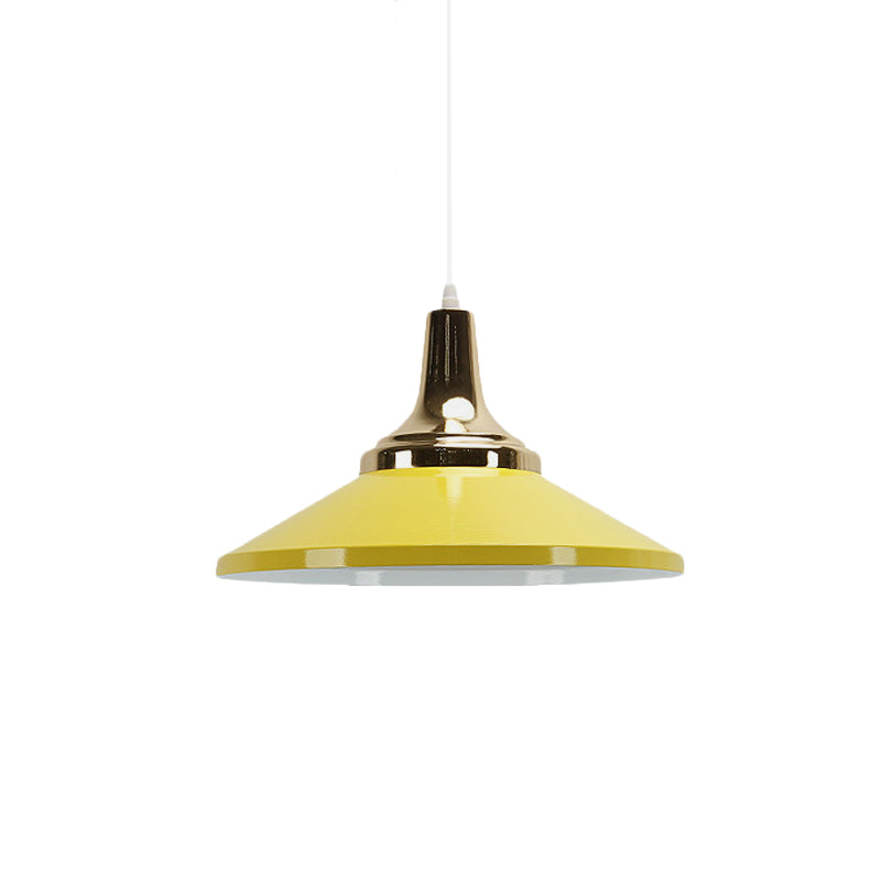 Contemporary Pyramid Pendant Lamp: Aluminum Polished Finish 1-Bulb Light For Corridor