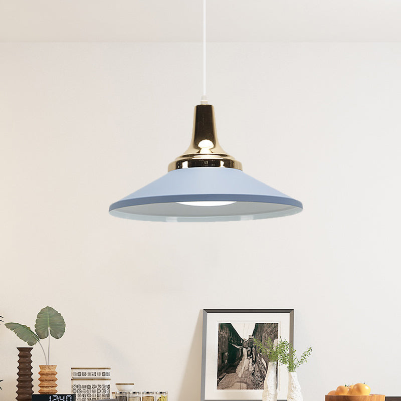 Modern Shallow Pyramid Pendant Lamp - Aluminum, Polished Finish - Ideal for Corridor Lighting