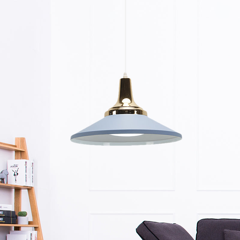 Contemporary Pyramid Pendant Lamp: Aluminum Polished Finish 1-Bulb Light For Corridor