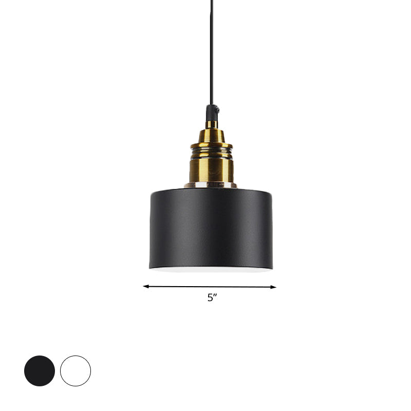 Modern Monochrome Round Shade Hanging Light - Stylish Aluminum Pendant for Study Room