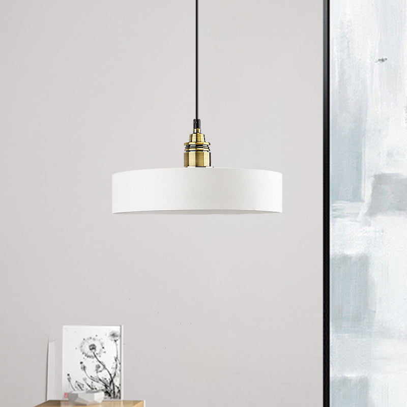 Modern Monochrome Round Shade Hanging Light - Stylish Aluminum Pendant for Study Room
