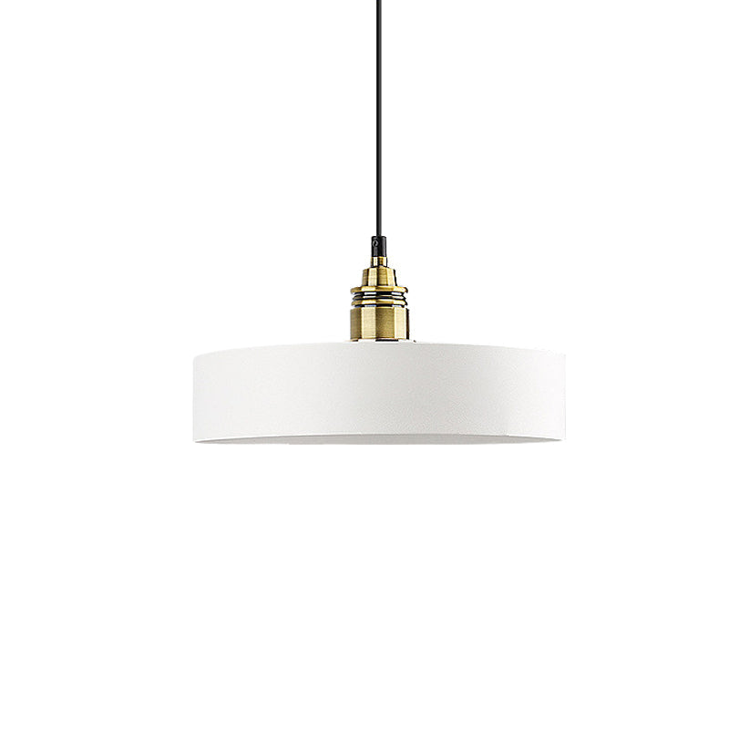 Modern Monochrome Round Shade Hanging Light - Stylish Aluminum Pendant for Study Room
