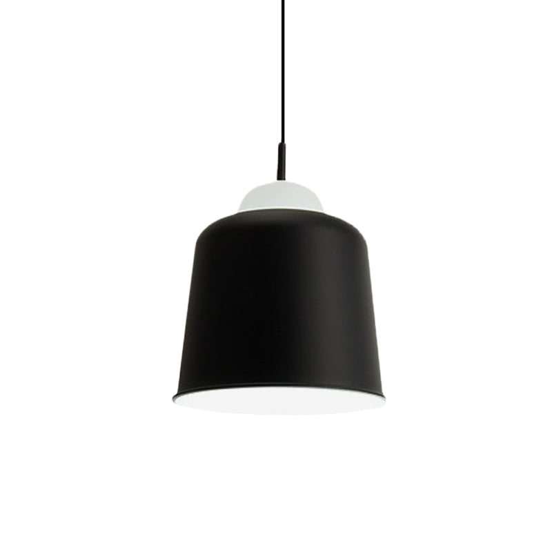 Sleek Monochrome Metal Suspension Light for Study Room - Single Light Hanging Lamp