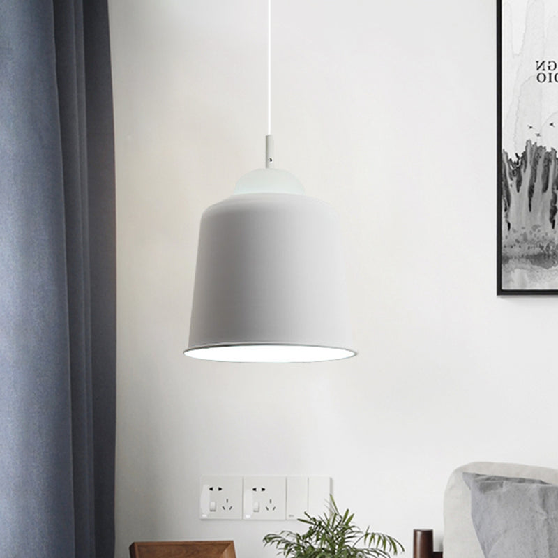 Sleek Monochrome Metal Suspension Light for Study Room - Single Light Hanging Lamp
