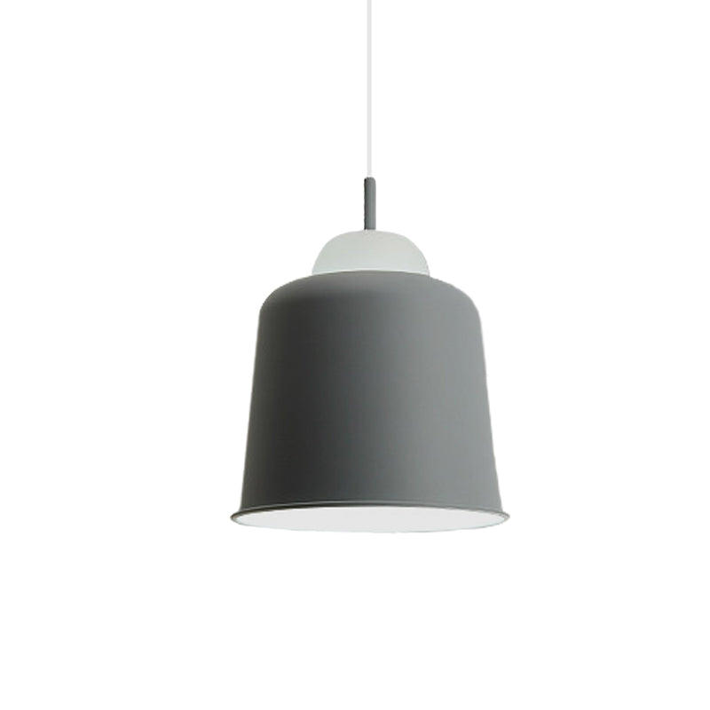 Sleek Monochrome Metal Suspension Light for Study Room - Single Light Hanging Lamp