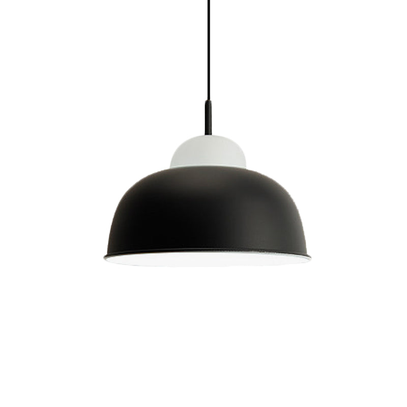 Sleek Monochrome Metal Suspension Light for Study Room - Single Light Hanging Lamp