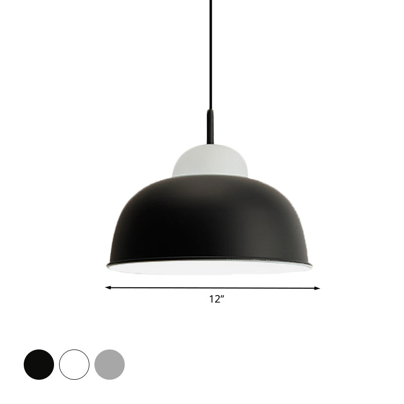 Sleek Monochrome Metal Suspension Light for Study Room - Single Light Hanging Lamp