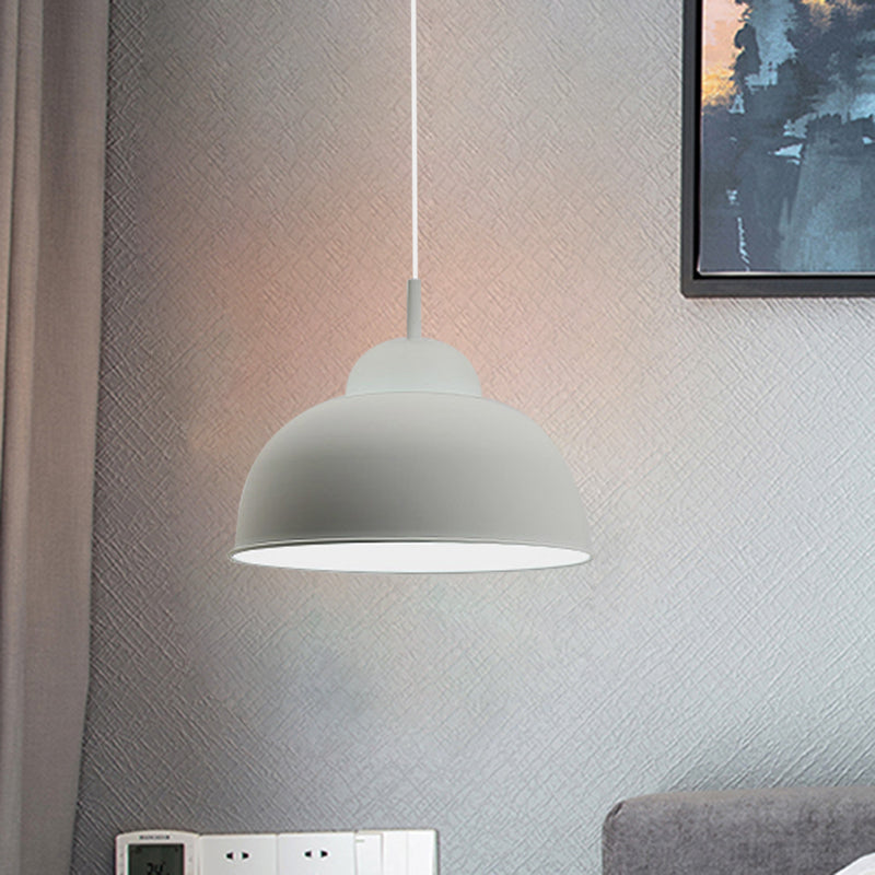 Sleek Monochrome Metal Suspension Light for Study Room - Single Light Hanging Lamp