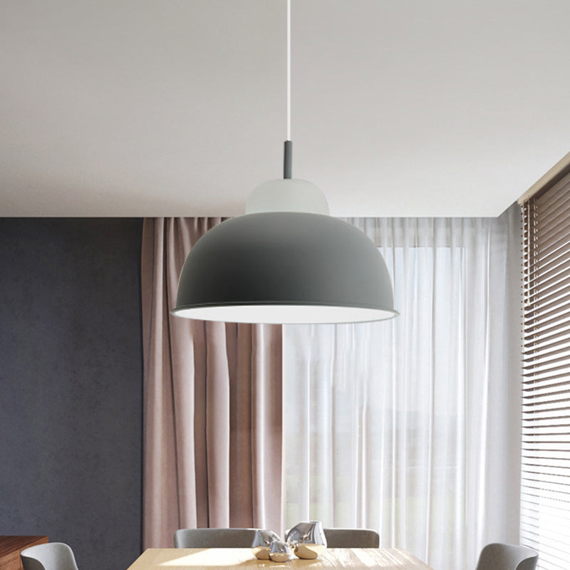 Sleek Monochrome Metal Suspension Light for Study Room - Single Light Hanging Lamp