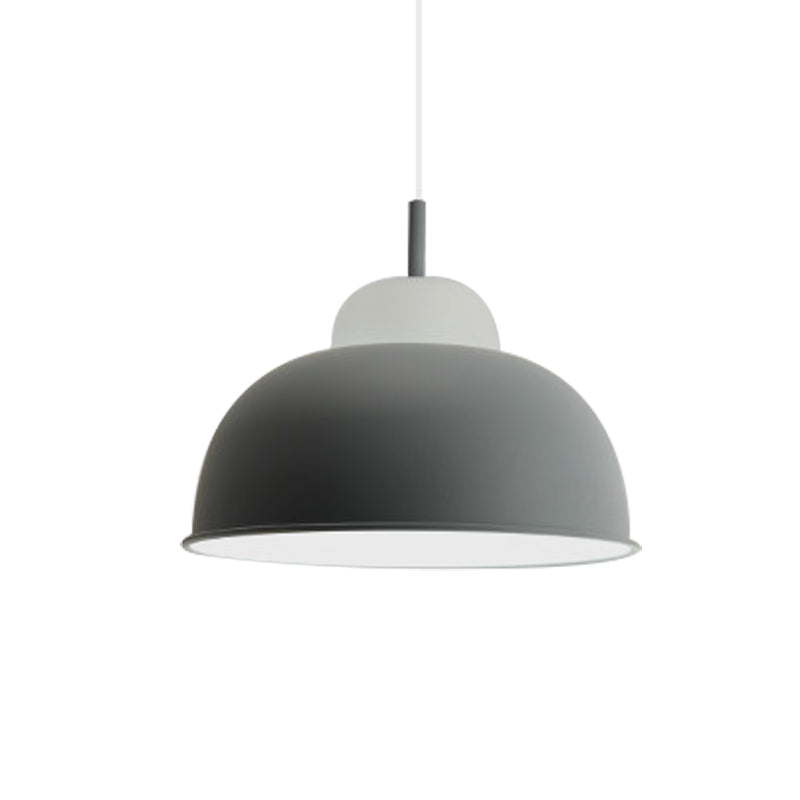Sleek Monochrome Metal Suspension Light for Study Room - Single Light Hanging Lamp