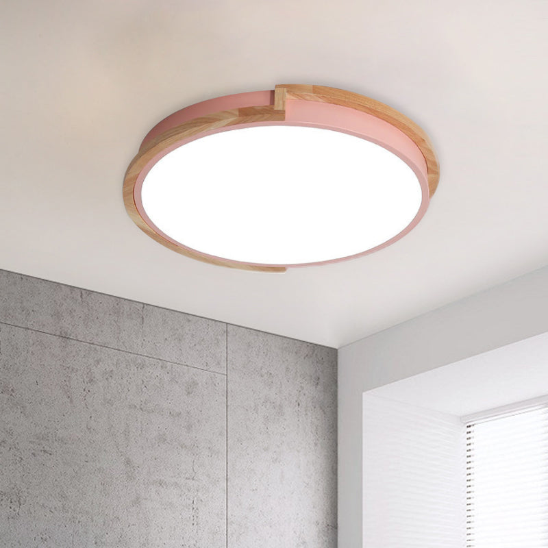 Nordic Stylish Acrylic Round Flush Ceiling Light In Warm/White For Living Room Or Porch Pink / 13