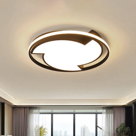 Child Bedroom Cartoon Tornado Led Ceiling Light In Acrylic Black - Flush Lamp