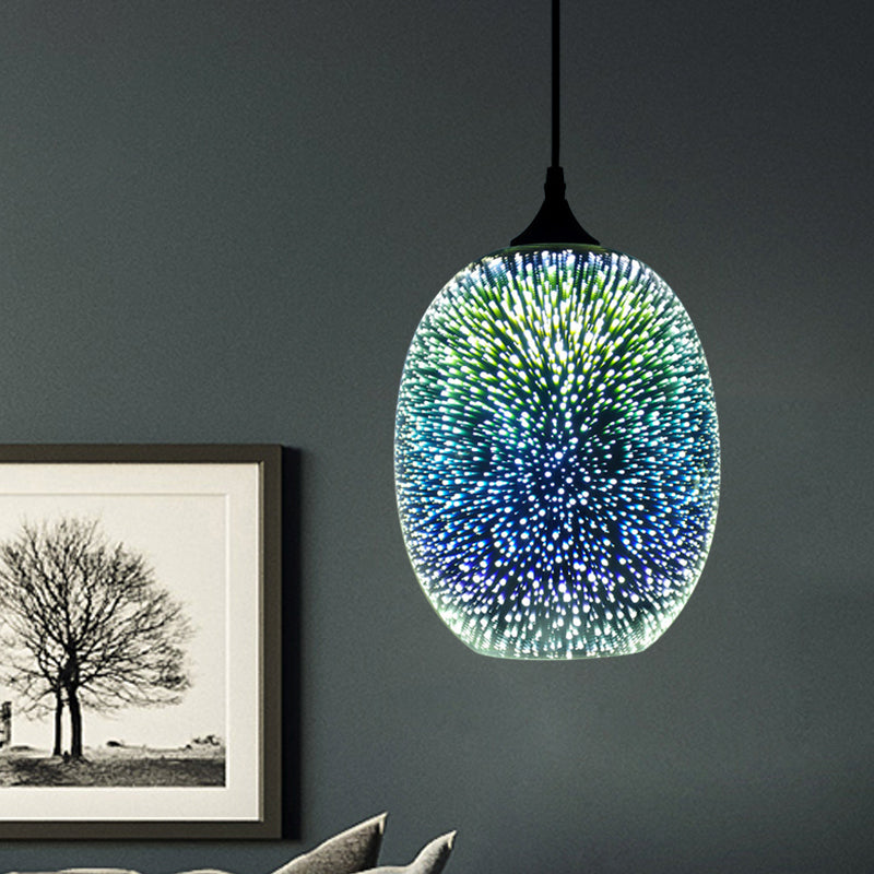 Modern Glass Pendant Lighting - Colorful 3-D Cylinder/Oval/Cone Shape Chrome Led Ceiling Lamp / B
