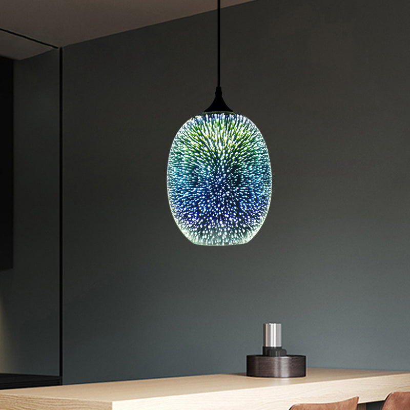 Lampe suspendue en verre coloré avec LED chromée, design 3D moderne, éclairage de plafond suspendu