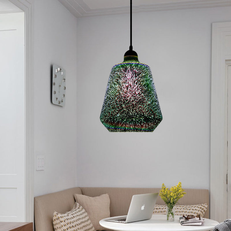 Lampe suspendue en verre coloré avec LED chromée, design 3D moderne, éclairage de plafond suspendu