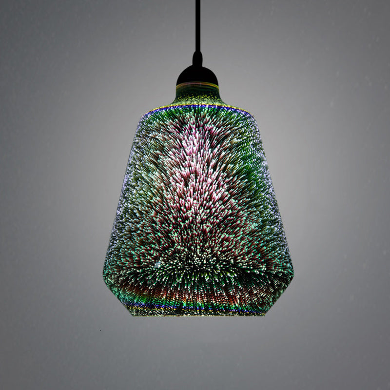 Lampe suspendue en verre coloré avec LED chromée, design 3D moderne, éclairage de plafond suspendu