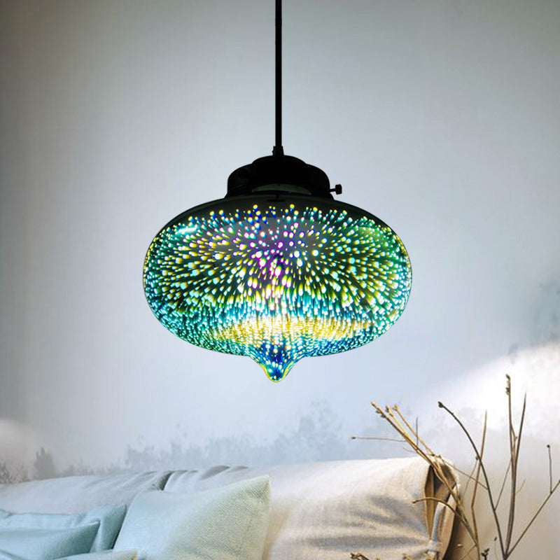 Lampe suspendue en verre coloré avec LED chromée, design 3D moderne, éclairage de plafond suspendu