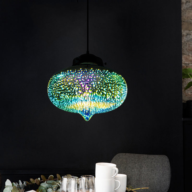 Modern Glass Pendant Lighting - Colorful 3-D Cylinder/Oval/Cone Shape Chrome Led Ceiling Lamp