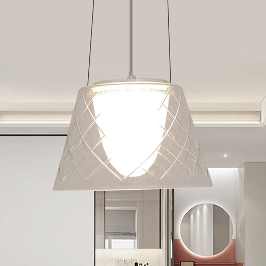 Tapered Clear Glass Chandelier - Modernist Chrome Hanging Fixture with 1 Light