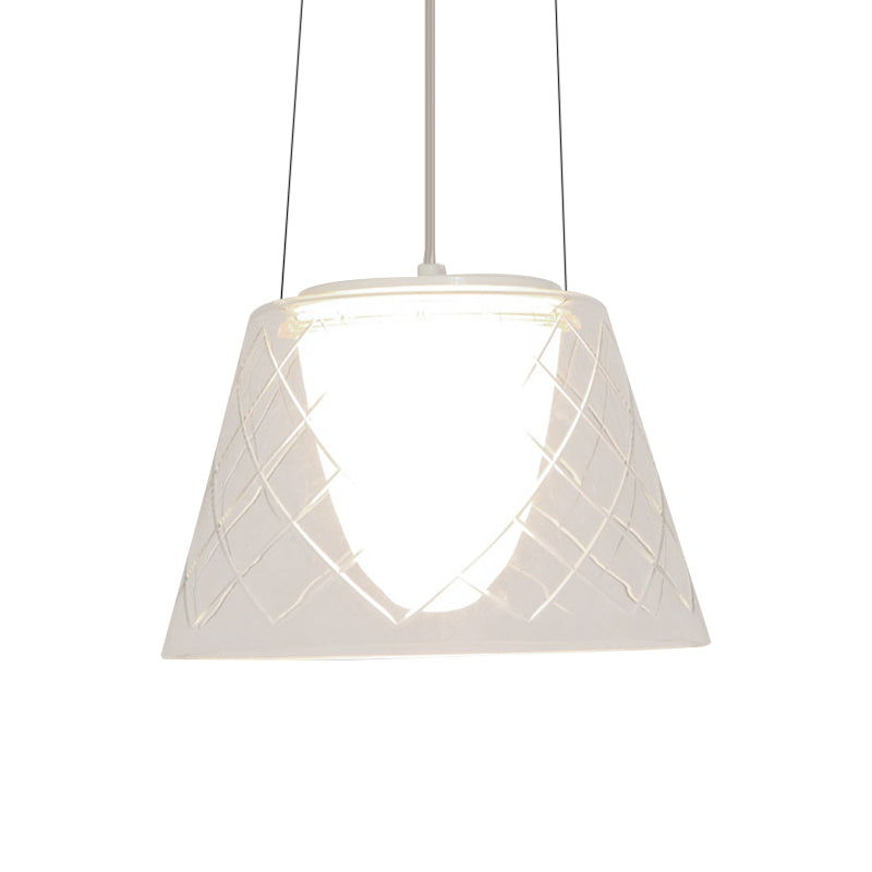 Modern Clear Lattice Glass Chandelier Sleek 1-Light Chrome Hanging Fixture