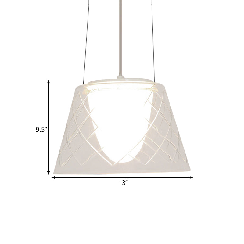 Modern Clear Lattice Glass Chandelier Sleek 1-Light Chrome Hanging Fixture