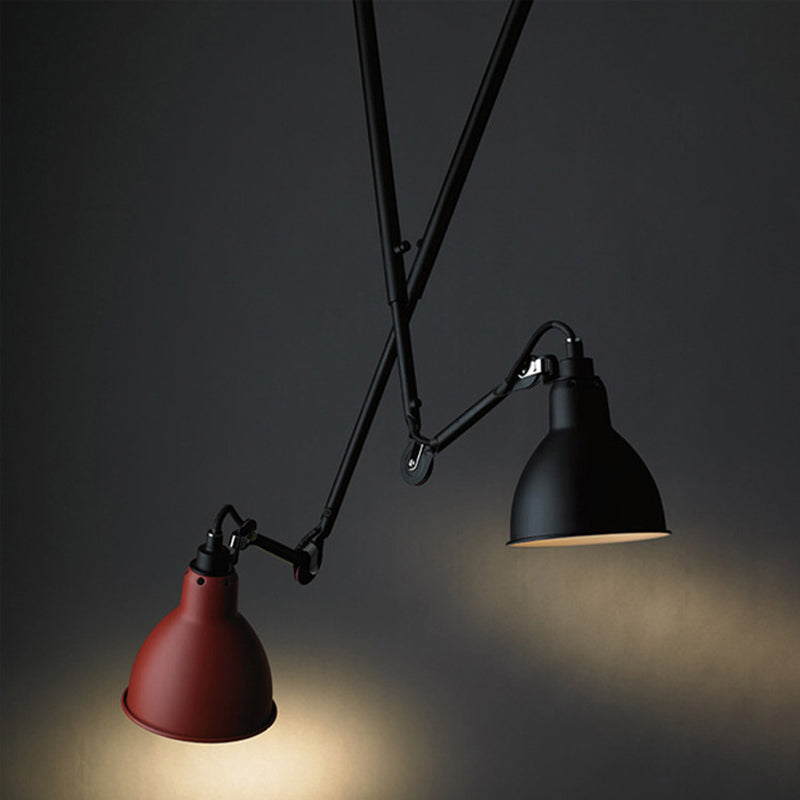 Lampe à suspension moderne en forme de dôme avec bras articulé - Plafonnier noir/gris pour cuisine