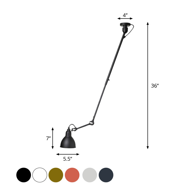 Lampe à suspension moderne en forme de dôme avec bras articulé - Plafonnier noir/gris pour cuisine