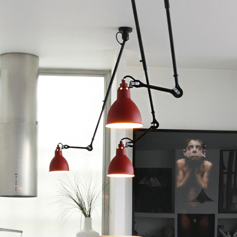 Lampe à suspension moderne en forme de dôme avec bras articulé - Plafonnier noir/gris pour cuisine