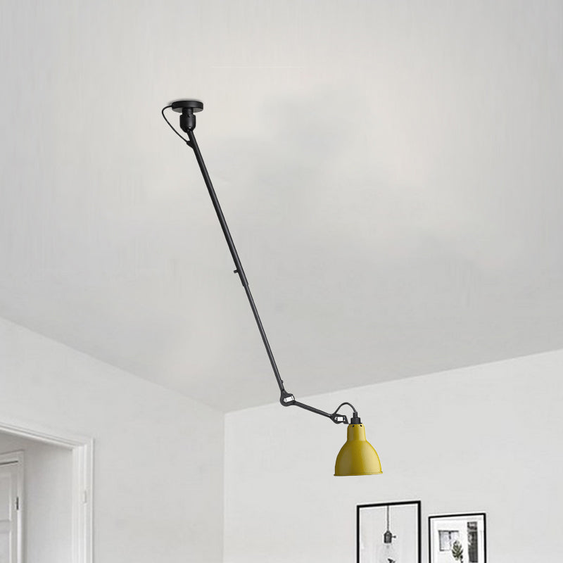 Lampe à suspension moderne en forme de dôme avec bras articulé - Plafonnier noir/gris pour cuisine