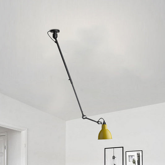 Modern Dome Pendant Lamp with Articulating Arm - Black/Gray Ceiling Light for Kitchen