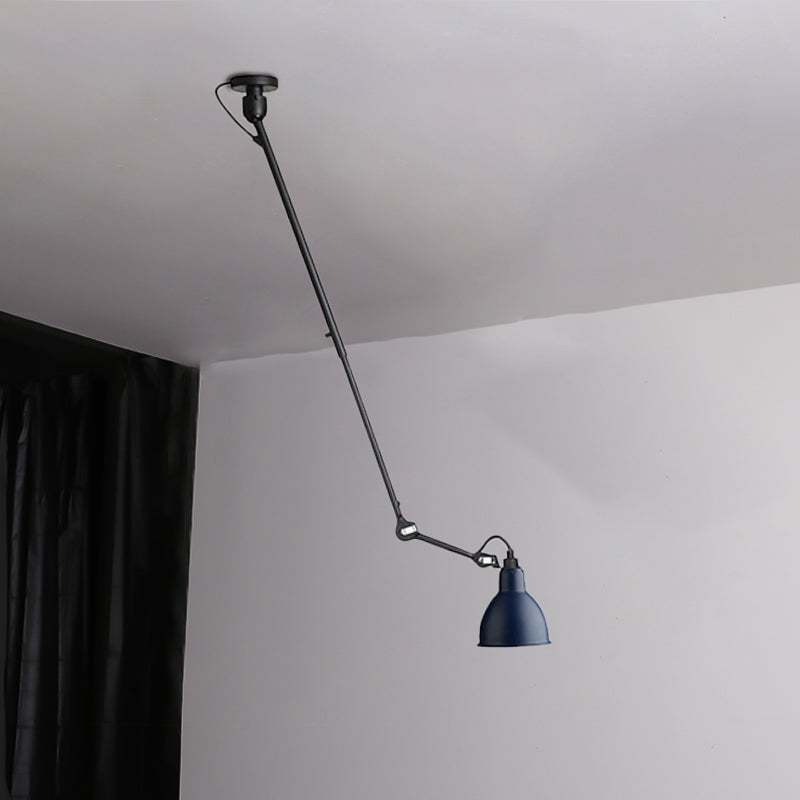 Lampe à suspension moderne en forme de dôme avec bras articulé - Plafonnier noir/gris pour cuisine