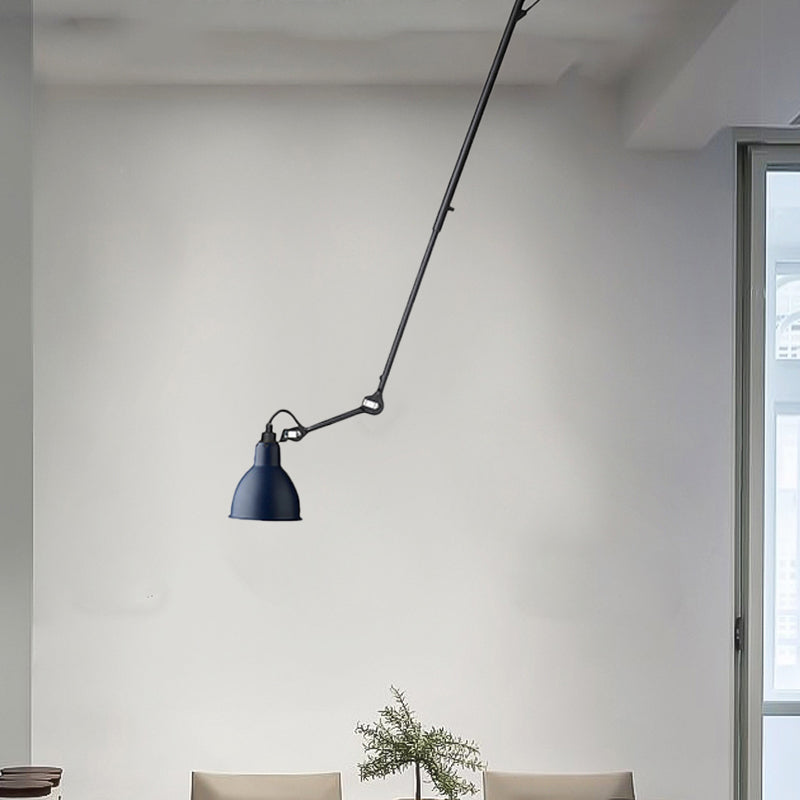 Lampe à suspension moderne en forme de dôme avec bras articulé - Plafonnier noir/gris pour cuisine