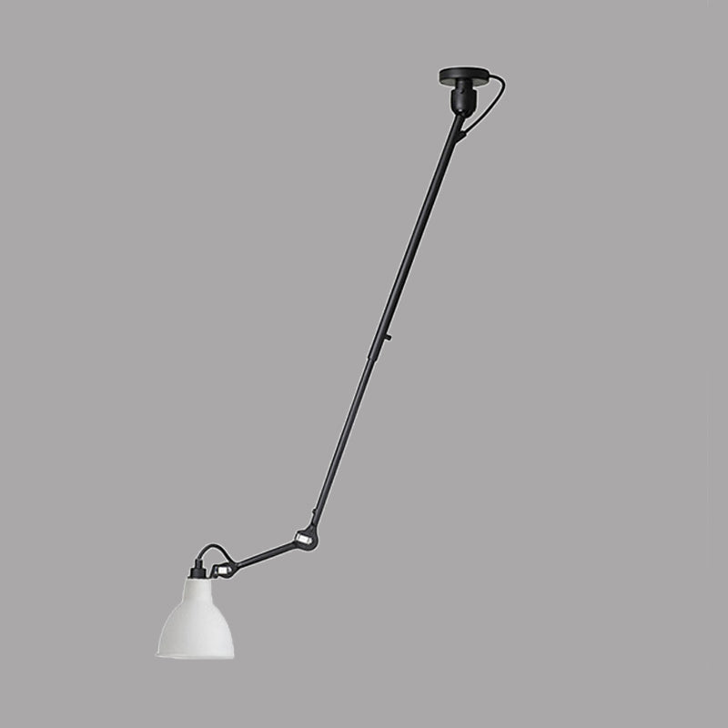 Lampe à suspension moderne en forme de dôme avec bras articulé - Plafonnier noir/gris pour cuisine